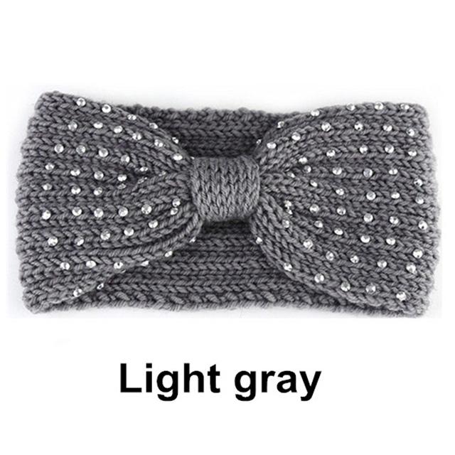 Зимние вязаные повязки на голову для женщин. Теплая повязка на голову крючком со стразами. Шерстяные теплые повязки для волос. Широкий головной убор в виде тюрбана. Модные аксессуары для волос.