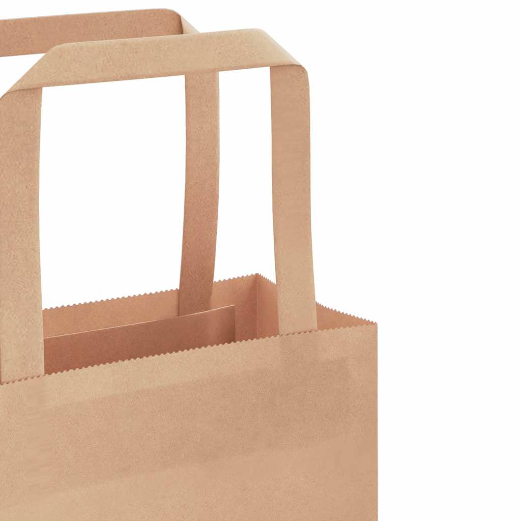 Paper Shopping Bags 50 pcs with Handles Brown 18 x 8 x 22 cm
