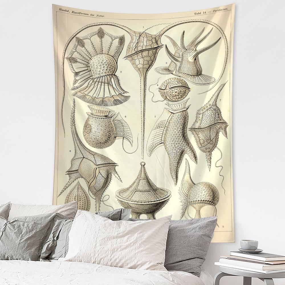 Карта идентификации подводных насекомых, настенный гобелен в богемном стиле, психоделическое колдовство, искусство, загадочный домашний декор