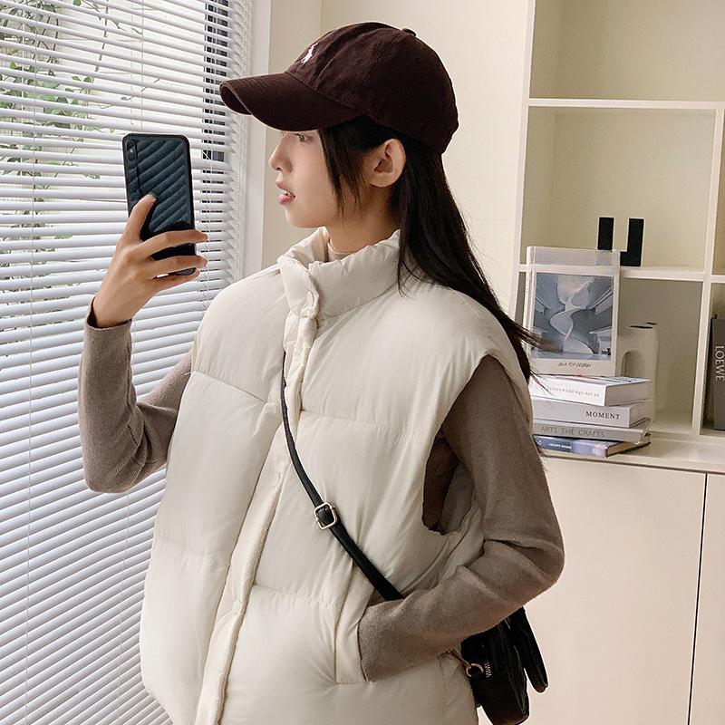 Пуховый хлопковый жилет женский осенне-зимний новый корейская версия свободный хлопковый жилет однотонный жилет куртка