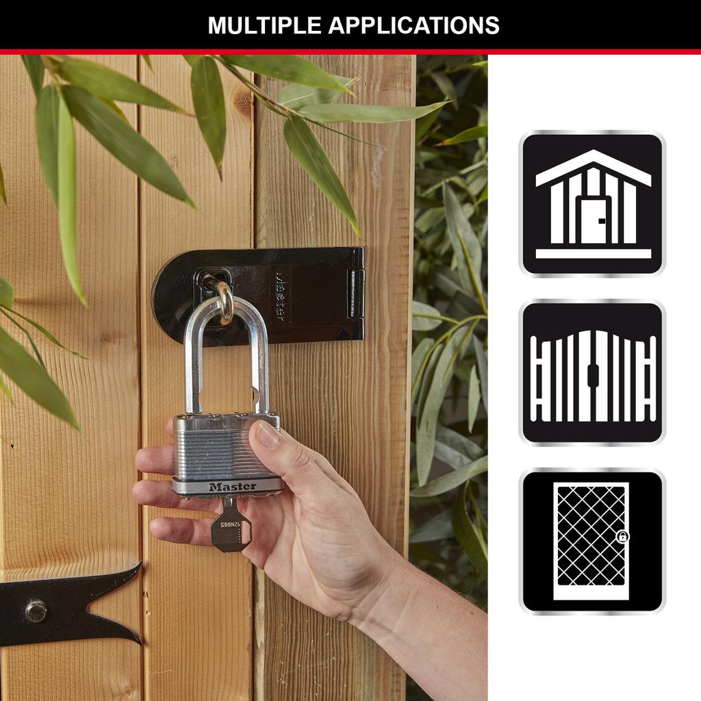 Master Lock Heavy Duty Laminated Steel Padlock, Medium Shackle, Key