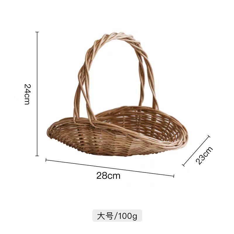Handwoven Wicker Harvest Basket with Handle Portable Flower Collection Storage Basket for Vegetables and Flowers Home Storage
