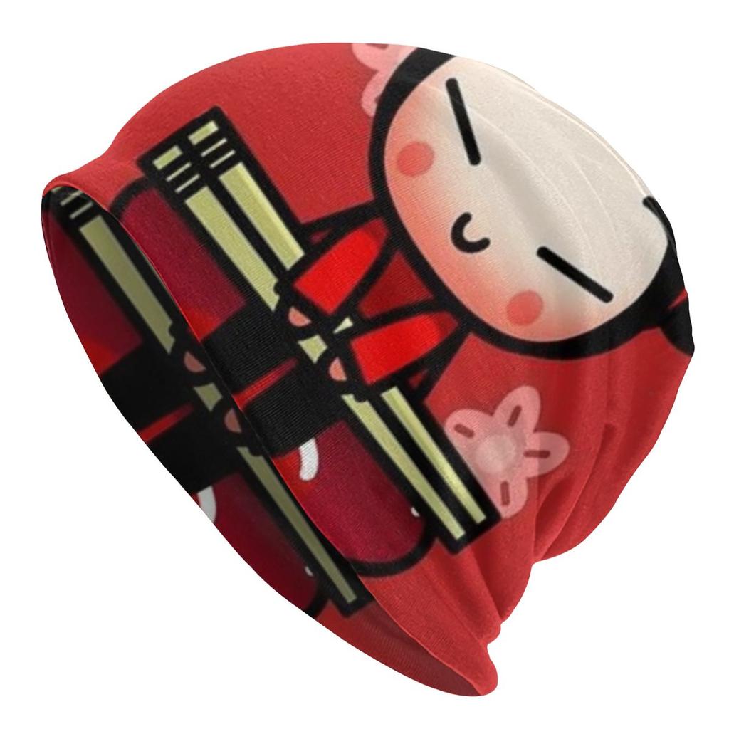 Женская шапка-бини с напуском в стиле аниме Pucca, унисекс, с персонажами мультфильмов, модные вязаные шапочки Skullies, шапка для зимних лыж