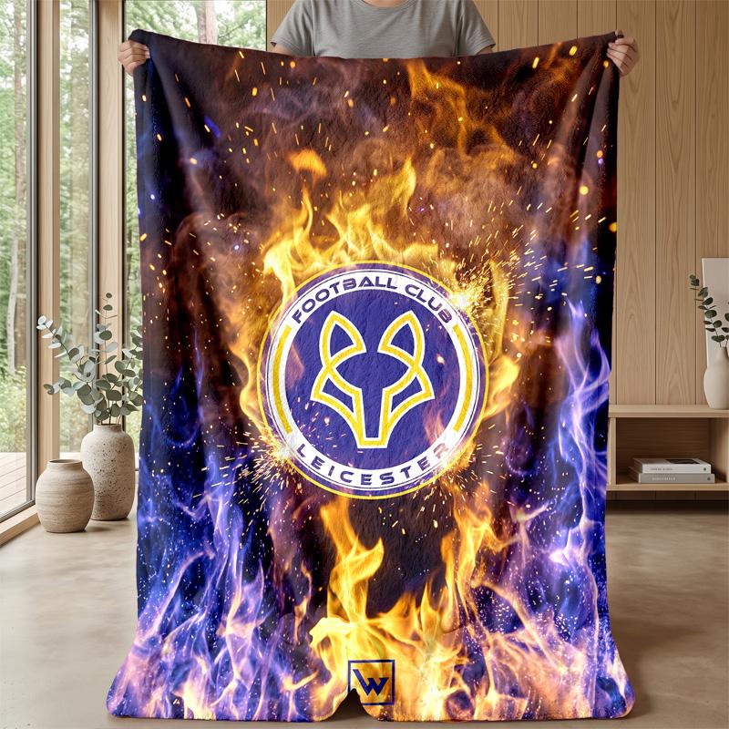 Leicester City Football Print Flannel Blanket, Soft Warm Lightweight Throw Blanket for Sofa Bed Camping