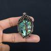 Abalone Shell 999 Copper Wire Wrapped Pendant, Handmade Gemstone Pendant Jewelry, Gifts For Wife Brand New Pendant