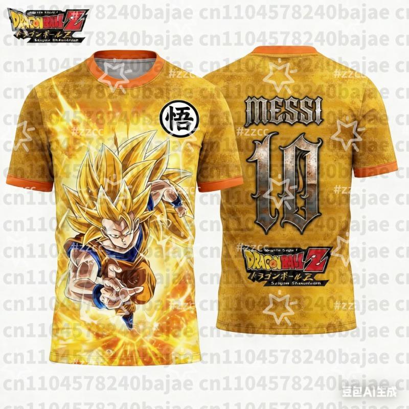 25-26 Футболка с принтом Dragon Ball Goku Футбольная майка Месси Осень Спорт