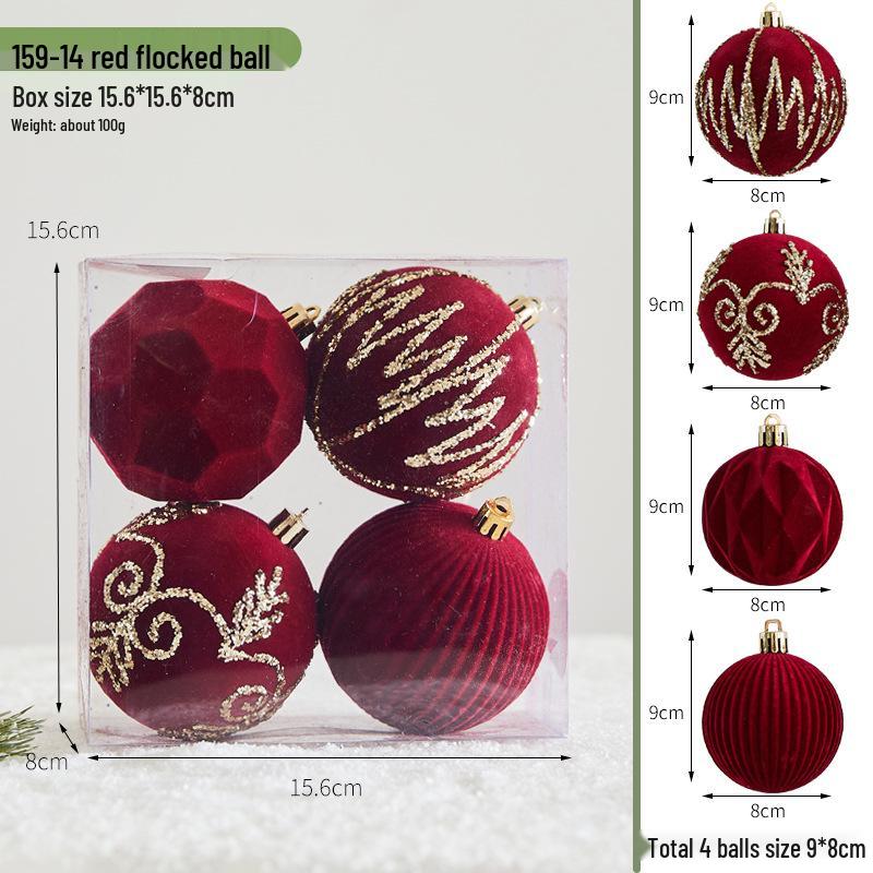 Hand-Painted Wine Red Christmas Ornament - Flocked Hanging Ball for Trees, Hotels, Malls, and Window Displays