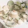Kangmo 35-Piece Light Luxury Cream Style Ceramic Dinnerware Set