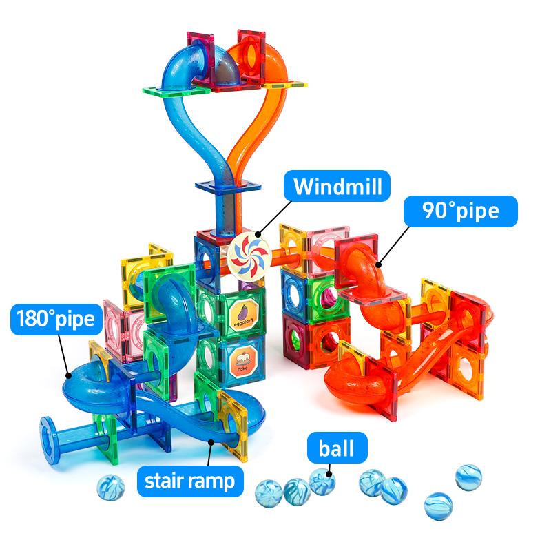 Magplayer Магнитные плитки Цветные оконные магниты Строительные блоки Мячи Marble Run Развивающие игрушки STEM для детей Подарки для малышей