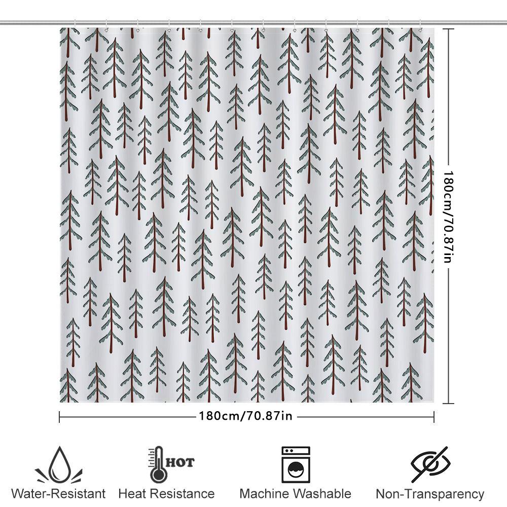 Занавеска для душа в ванную комнату Ботанический Лес Деревья Природа Зелень Декор для ванной комнаты Винтажный Рустикальный Фермерский дом Домашний декор Фон
