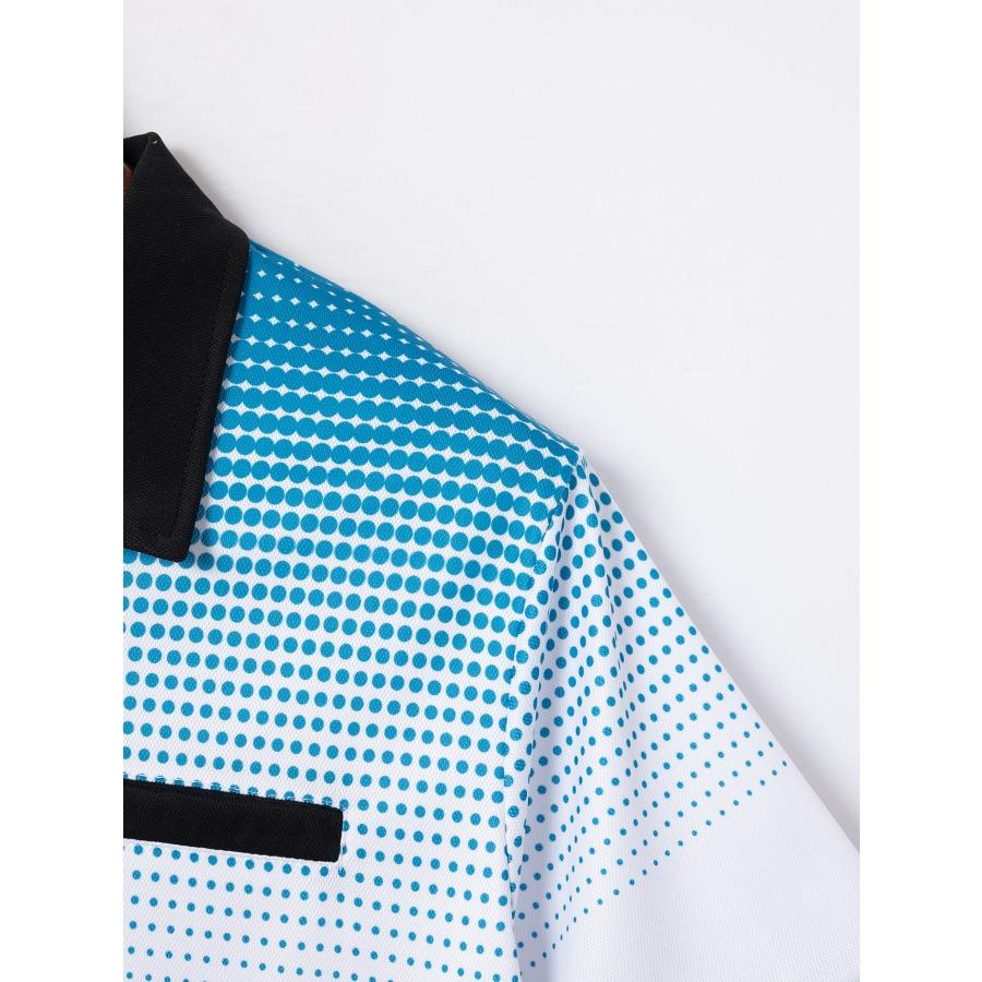 Мужские топы, летние поло с градиентным принтом в горошек и короткими рукавами, мужские белые, серые, синие спортивные рубашки-поло