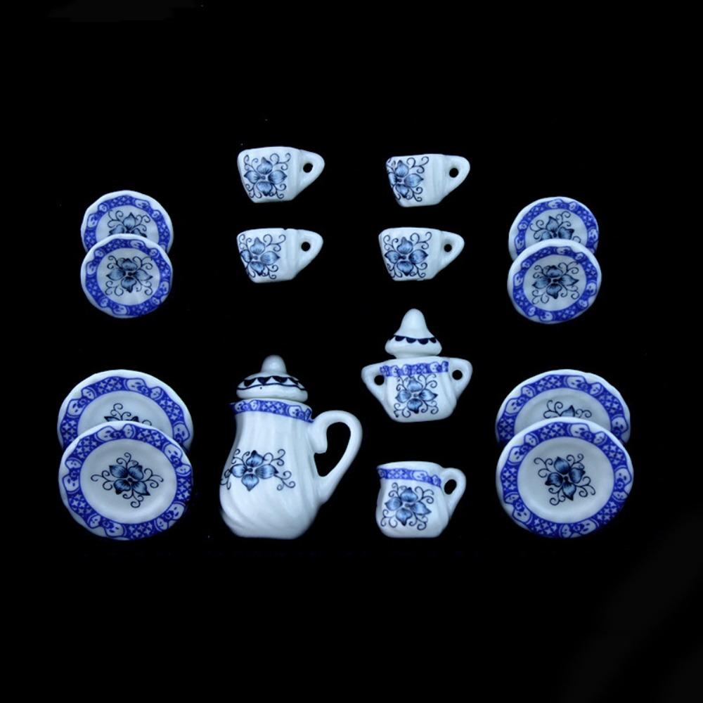 Tableware Dollhouse Miniature Tea Set Miniature Porcelain Tea Cup Set Doll House Accessories