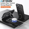 KEYSION Чехол из углеродного волокна с текстурой для MagSafe для iPhone 16 Pro Max с вращающимся на 360 ° магнитным кольцом-подставкой, противоударный чехол для телефона