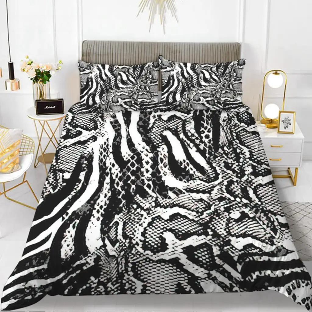Пододеяльник с принтом зебры King Polyester Red Black Stripes Комплект постельного белья Wild Animal Zebra Wildlife Skin Покрывало для девочек