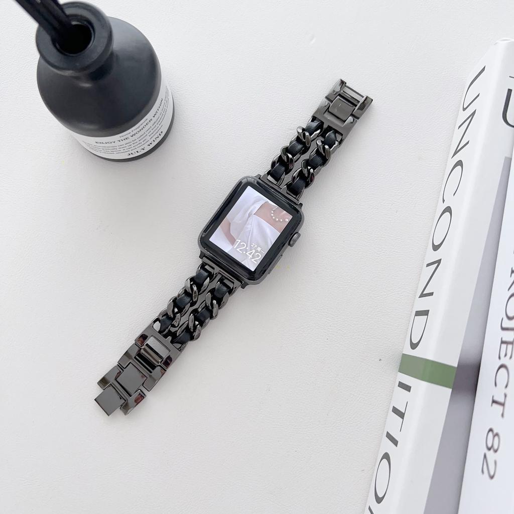 Металлический кожаный ремешок для Apple Watch 49 мм 45 мм 41 мм 44 мм 40 мм 42 мм 36 мм Женский ремешок для часов iWatch Series 10 9 8 7 6 5 4 SE