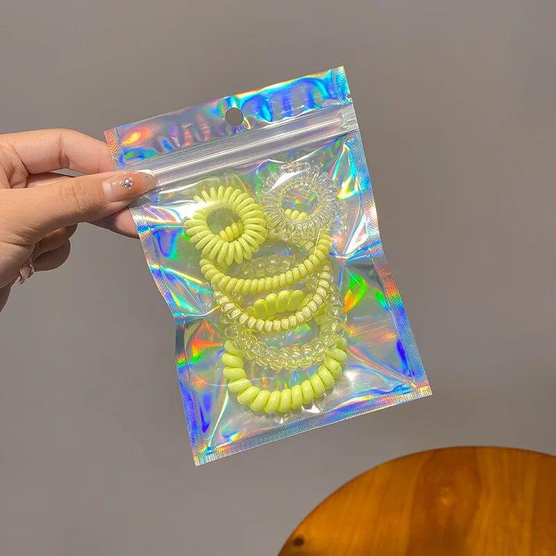 6pcs/bag Candy Color High Elastic Hair Bands Girls Hair Ties Frosted Spiral Cord Rubber Bands Rope Stretch Headwear Accessories