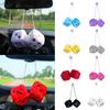 Pair of 7.5cm Plush Stuffed Dice With Dots, Cube Dice Pendant For Car Interior Ornament Rearview Mirror Hanging Decoration
