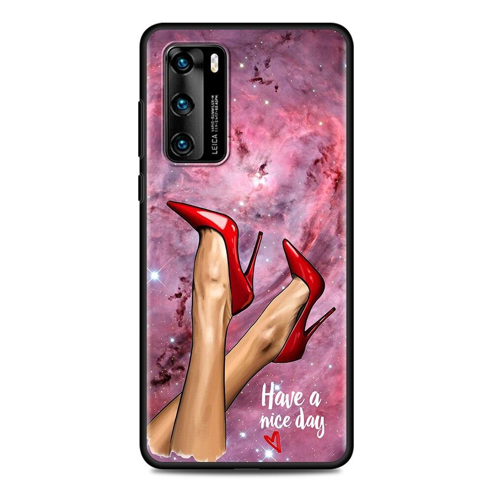 Черный чехол для Huawei P Smart Z P30 Y6 P40 Lite E Y7 P20 Pro Y6p Y8p Y9 2019 Y8s ТПУ чехол для телефона девушка ребенок супер мама женщина