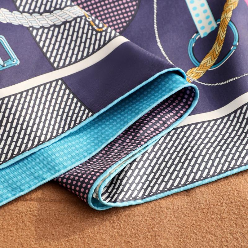 Heavy Silk Silk Scarf Women's Double-sided Heterochrome Printing 90 Square Scarf Mulberry Silk Twill Satin Fashion Versatile Shawl