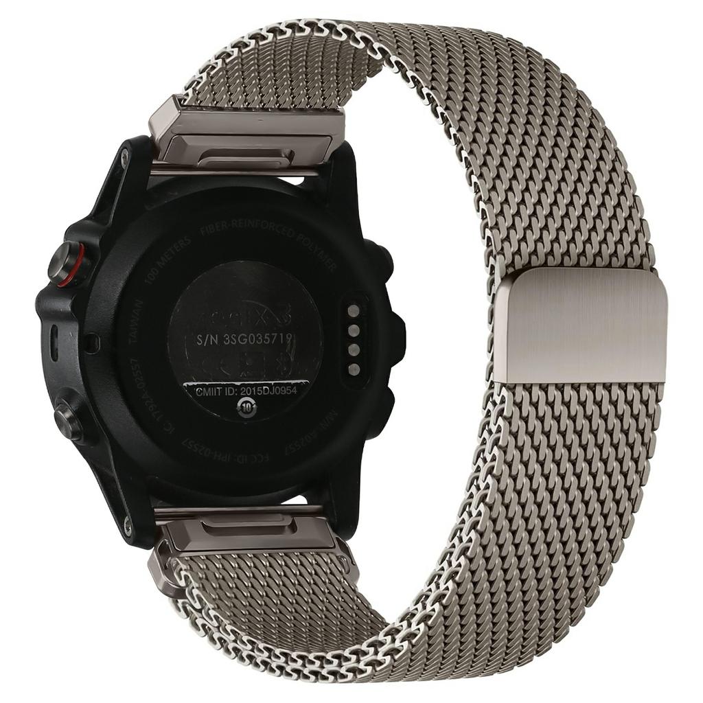 Watch Band for Garmin Fenix 5X/6X/7X/Fenix 8 Pro AMOLED 51mm Magnetic Stainless Steel Electroplating Reinforced Milanese Mesh Strap