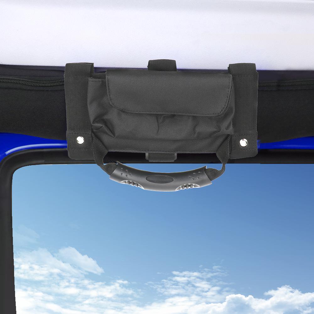 Сумка для хранения автомобильных ручек-поручней, автомобильные аксессуары с держателем для солнцезащитных очков, 1 шт. для Jeep Wrangler CJ TJ JK JL, сумка-подлокотник, черная