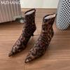 Женские ботильоны с острым носком, леопардовые сексуальные туфли на высоком каблуке, женская обувь 2024 года, трендовые зимние сапоги, туфли-лодочки для вечеринок, зимняя новинка, женские ботинки
