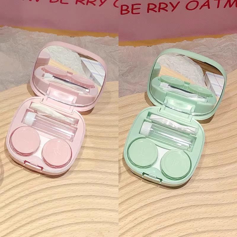 Компактный минималистичный контейнер для контактных линз с зеркалом - Герметичное хранение для цветных линз, Идеально для студентов
