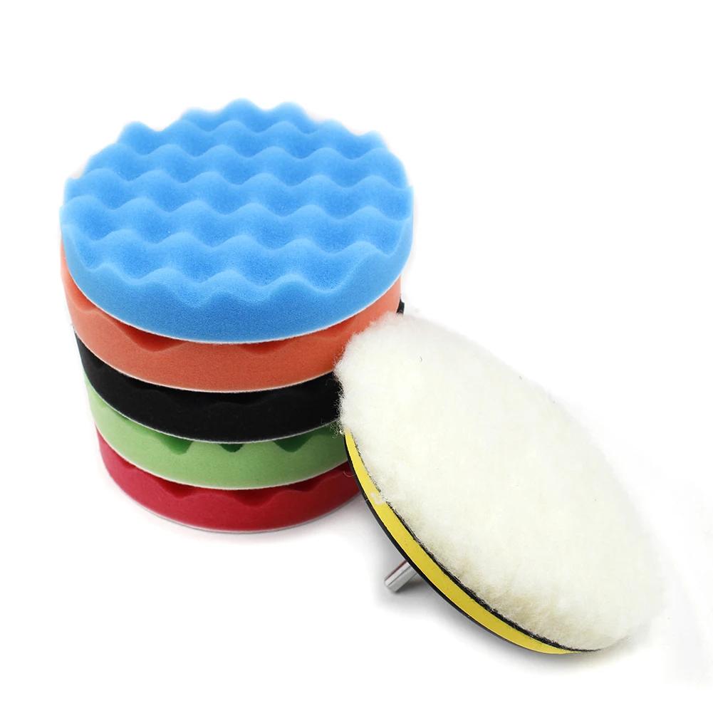 8Pcs/Set Polishing Pad Car Sponge Polishing Pad Kit 3/5/6/7 Inch Sponge Buffing Waxing Pad for Car Polisher Drill Adapter