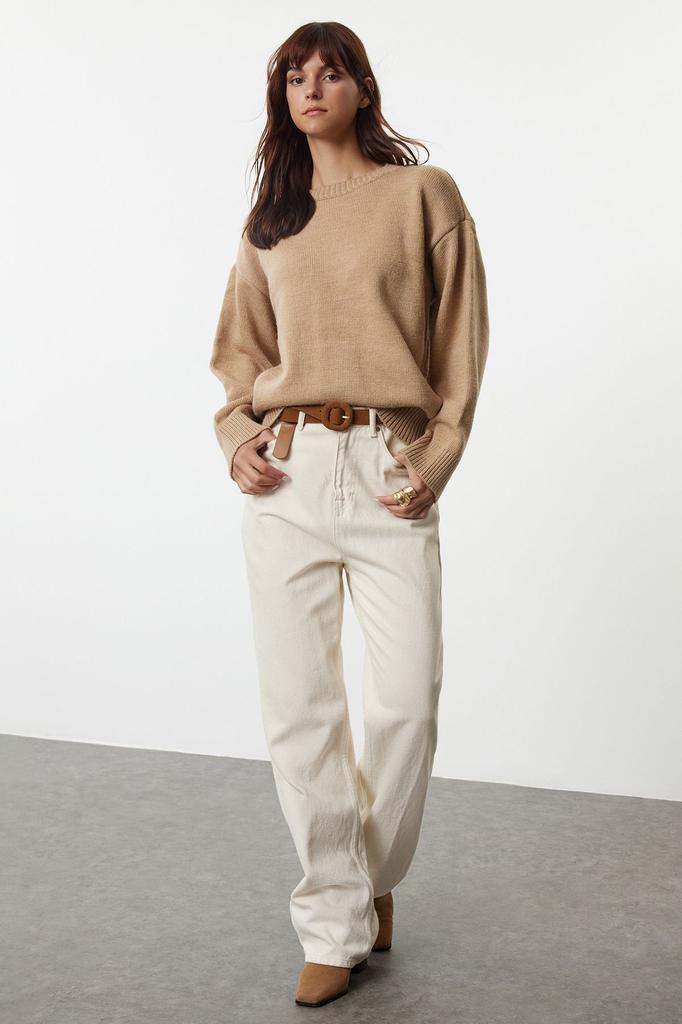 Женский модный стильный свитер из норки, широкий крой, мягкий текстурированный трикотаж, свитер