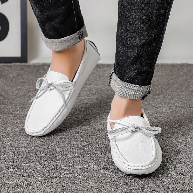 Summer Luxury Brand Men Casual Shoes Soft Genuine Leather Mens Loafers Moccasins Italian Designer Breathable Slip On Boat Shoes