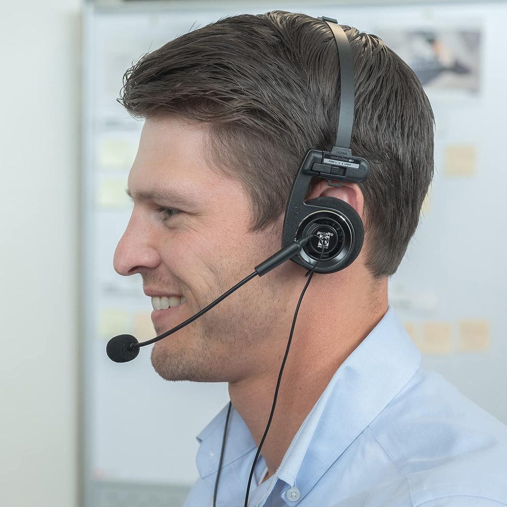 Гарнитура Koss Porta Pro Communication с гибким электретным микрофоном, складной конструкцией, проводным разъемом TRRS, черного цвета, двухсторонняя, накладная, с функцией громкой связи 3,5 мм