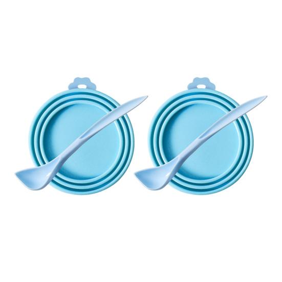 Pet Food Can Cover Reusable Silicone Sealed Can Cover with Spoon Fits 3 Standard Size Food Cans for Pet Food Cans or Canned Goods