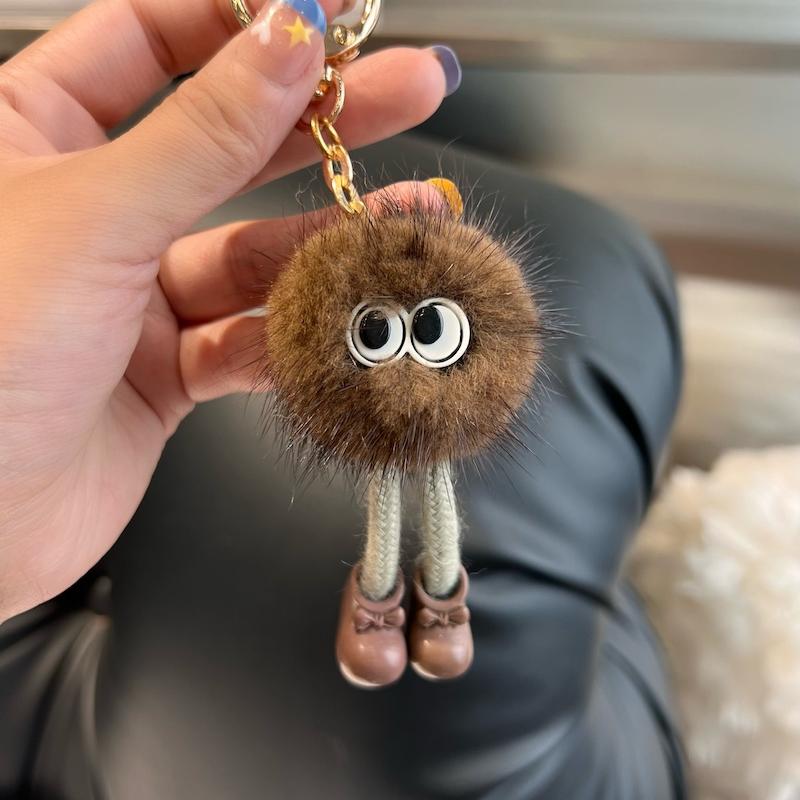 [Милые длинные ножки] Брелок-подвеска для машины из норки, подвеска для сумки-книги с помпоном из меха, популярная в интернете