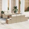 Garden Sofa Set with Cushions 6 pcs Beige Poly Rattan