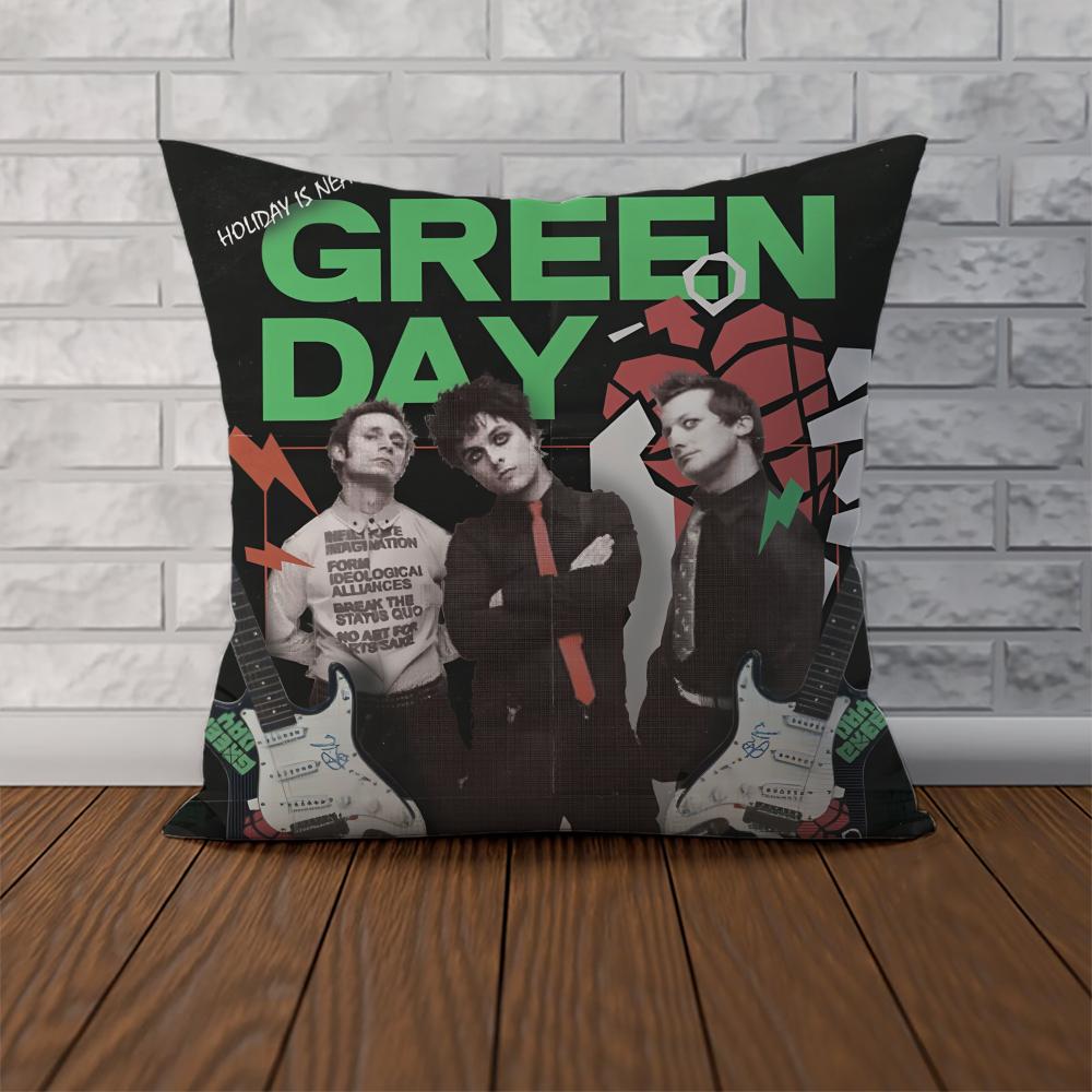 Band Green Day Pillow Case For Car Sofa Decorative Home Doublesided Print Plush Square Throw Pillow Cushion Cover