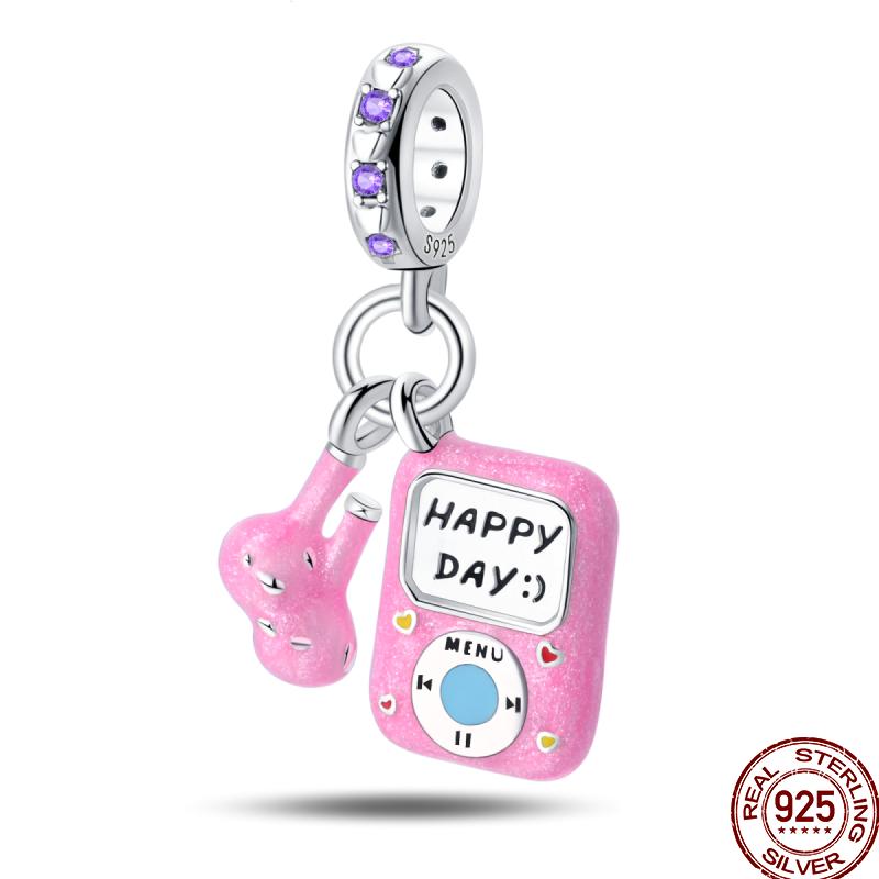 Music Series Copper Headphones Music Note Pendant Beads Suitable For 3Mm Original Bracelet Diy