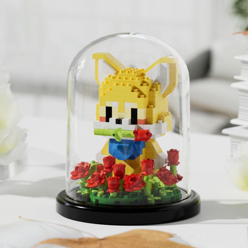 Новые строительные блоки милая серия «Сад питомцев» развивающие строительные блоки игрушки роза кролик настольные украшения с пылезащитным чехлом