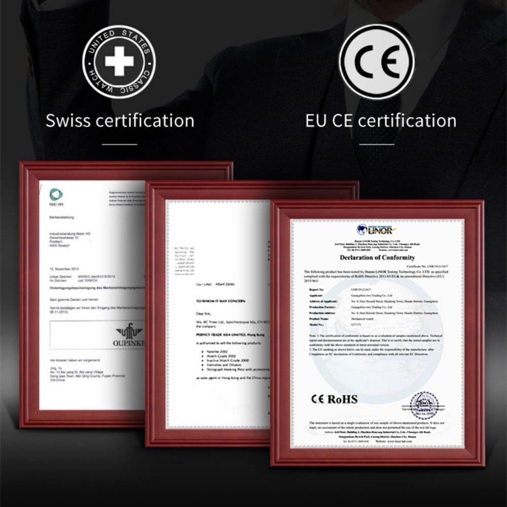 OUPINKE Новые мужские часы для бизнеса и отдыха, механические часы с турбийоном, полые водонепроницаемые мужские часы