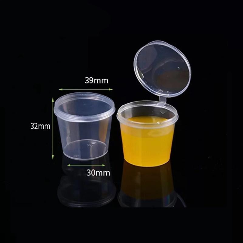 5 шт./10/20 шт., 25 мл, маленькие пластиковые стаканчики для соуса, контейнеры для хранения пищевых продуктов, прозрачные коробки + крышки