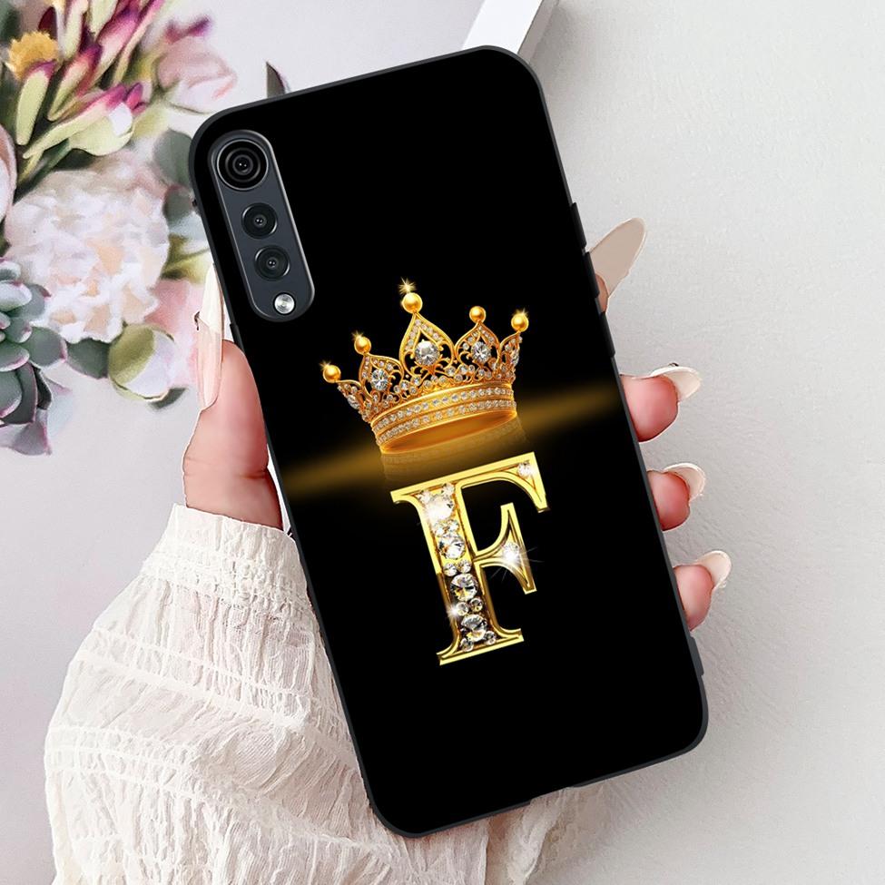 Для LG Velvet 4G 5G UW Задняя крышка Для LG Velvet 5G UW Чехол Модный Роскошный Буквы A-Z Корона 2D Расписной Мягкий Черный Чехол для Телефона