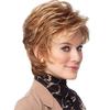 Ladies Short Brown Blonde Synthetic Wig Hairstyle Curly Wig With Bang For Women Daily Use Heat Resistant Fiber