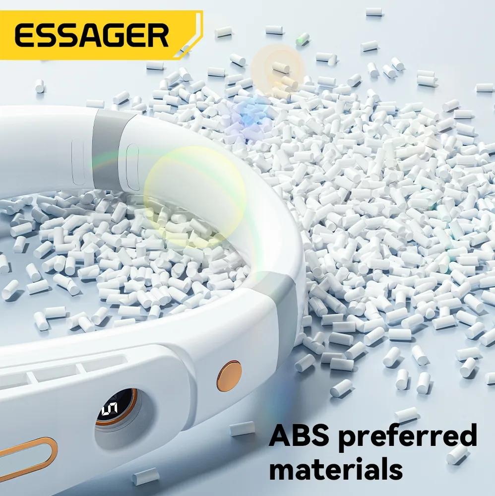 Мини-вентилятор для шеи Essager, 2400 мАч, подвесные вентиляторы для шеи, 5 скоростей с цифровым дисплеем, USB-вентилятор, уличный портативный летний спортивный воздухоохладитель