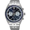 Мужские кварцевые часы Seiko с хронографом SSB427P1 Серебристый корпус Синий циферблат Секундомер с точностью до 1/5 секунды