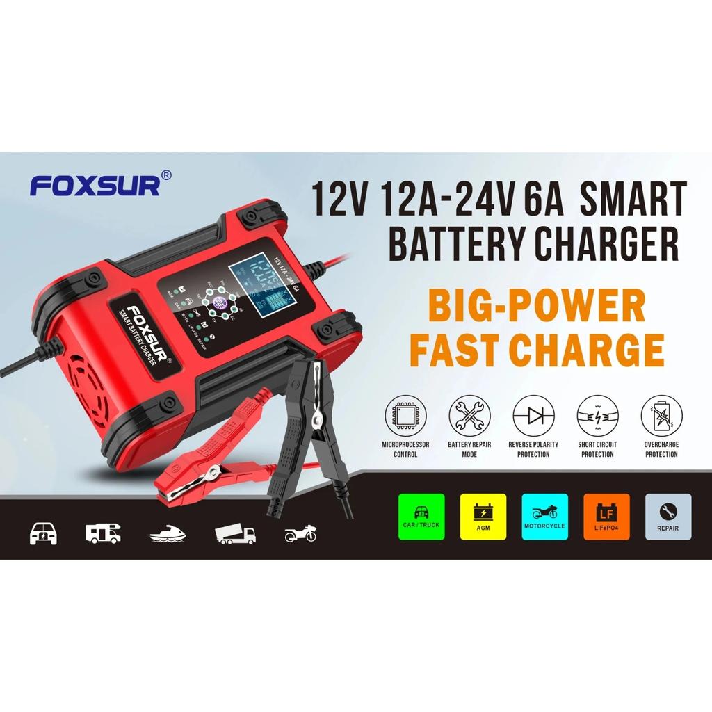 12 В 24 В автомобильное зарядное устройство для литиевых AGM гелевых свинцово-кислотных аккумуляторов 7-ступенчатый автоматический ремонт ЖК-адаптер питания