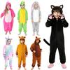 Кигуруми Детские Кот Животное Мультфильм Пижамы Детская Одежда Для Сна Девочки Мальчик Комбинезоны Костюмы Для Косплея На Рождество Хэллоуин Вечеринку