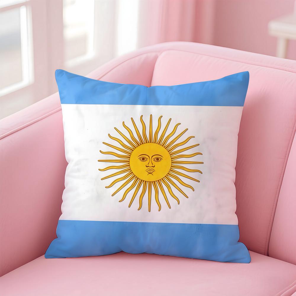 Honorary Proud Souvenir Nation AArgentina FLAG Cushion Cover Pillowcase Short Plush Invisible zipper Room Sofa Cushion Cover