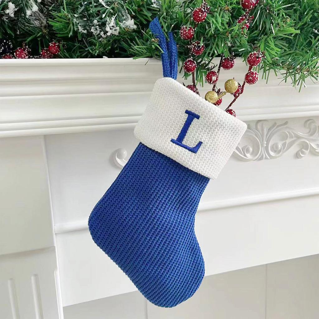 Christmas Stockings Small Embroidered Letter Knitted Xmas Hanging Stocking Decorations Christmas Party Decor