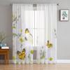 Butterfly Daisy Flower Sheer Curtains for Living Room Decoration Window Curtains for Kitchen Tulle Voile Organza Curtains