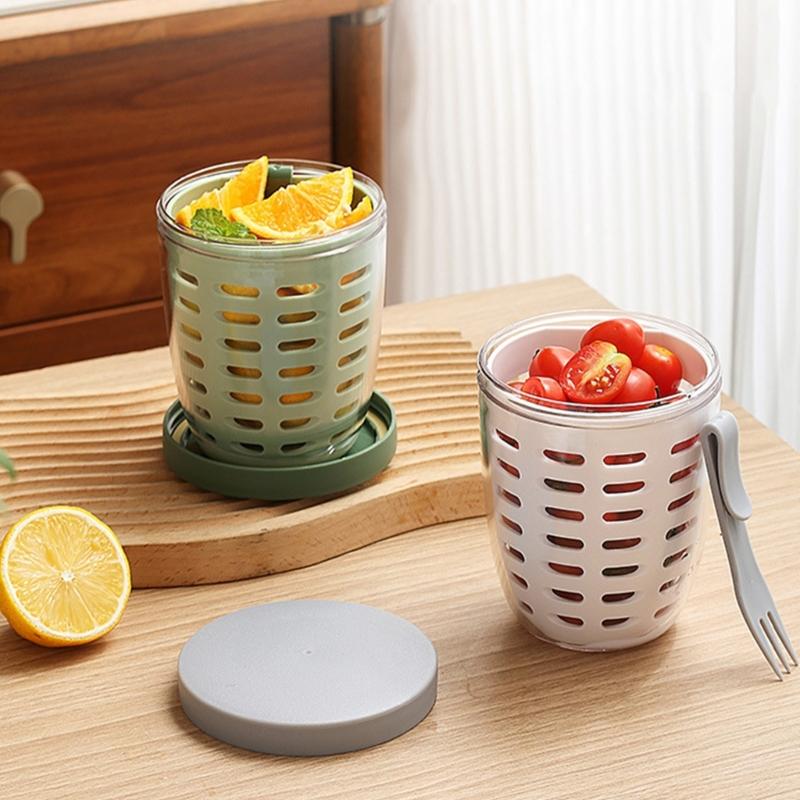 600ml Practical Picnics Storage Bucket Plastic Cup Seal Salad Cup for School