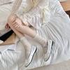 Хлопковые тонкие дышащие летние женские носки, корейские модные однотонные свободные длинные носки в японском стиле, школьные носки для девочек, черные, белые носки